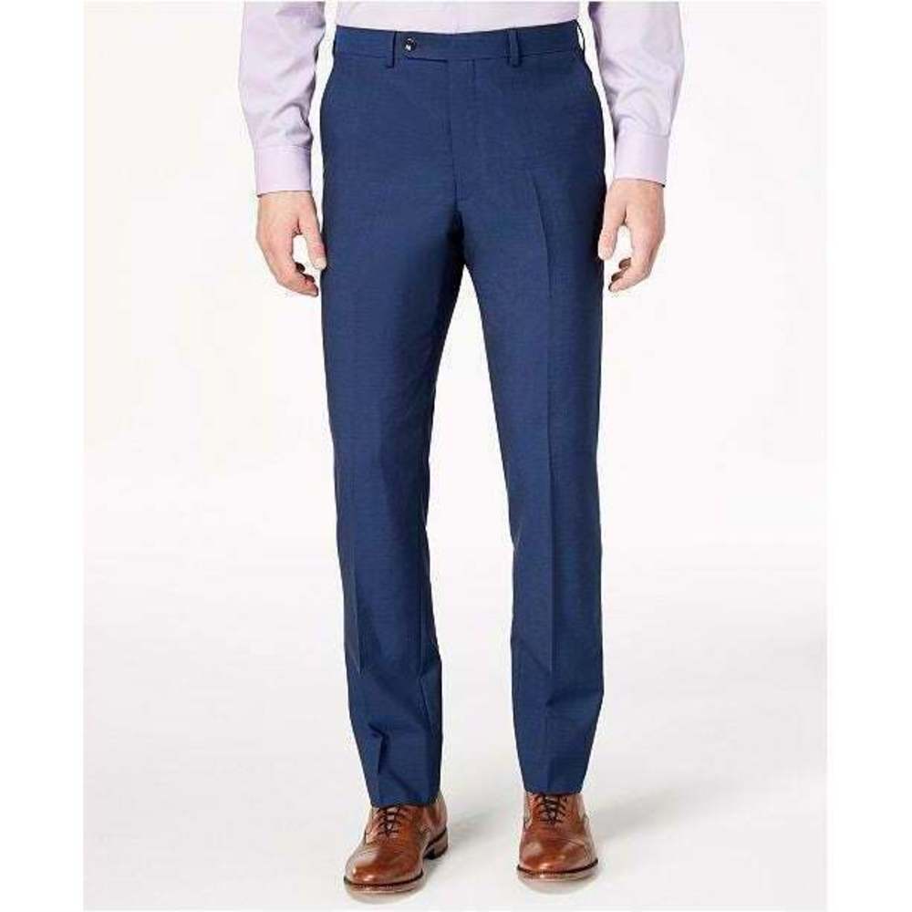 Vince Camuto Men's Slim Fit Flat Front Blue Suit Pants 33 x 35 Unhemmed